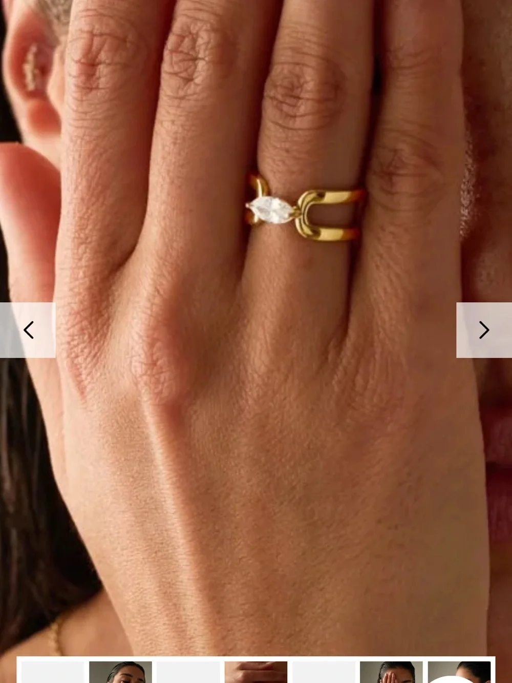 Gold Open-Style Ring with Marquise Crystal